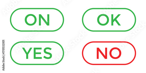 Toggle switch icon. On Off Yes No switch button icon with white background