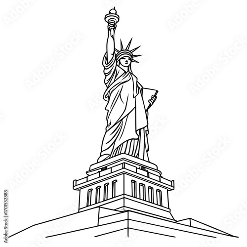 Vector art of statue of liberty, a detailed vector illustration capturing the iconic monument with its neoclassical architecture and symbolic representation of freedom