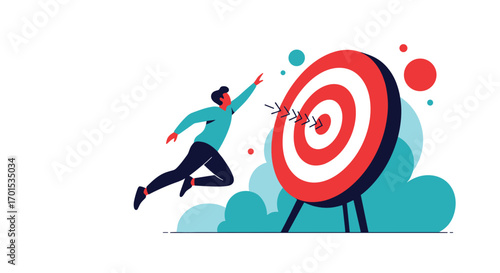 Achieving goals success business strategy reaching the target objective plan aspiration