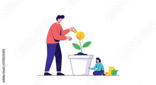 People planting a money tree symbolizing investment growth and financial prosperity