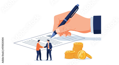 Business partnership agreement deal signatures financial transaction wealth growth partnership opportunities