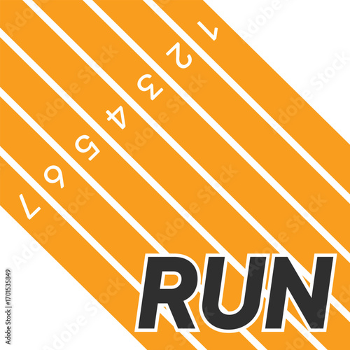 Vector layout template design for run, championship or any sports event. Poster design with abstract running track on stadium with lane. Run.