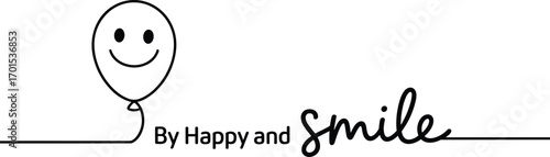 Smiley face balloon logo design, happy and smile typography, minimal line art, positive emotions, cheerful branding, creative illustration, joy.