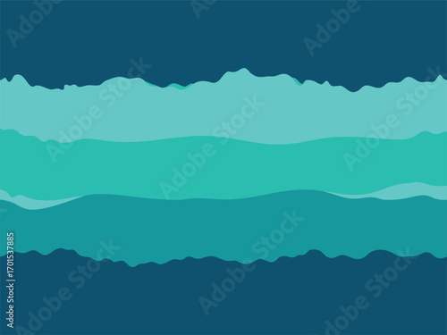 Vector art of abstract teal and blue wavy layers creating a serene and calming background