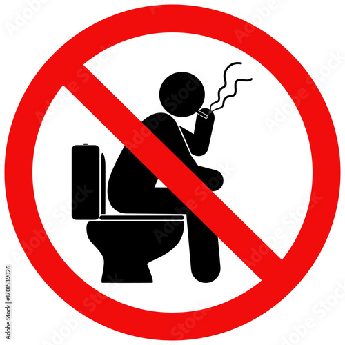 No smoking sign, No smoking in the toilet. Flat vector illustration design isolated on white background
