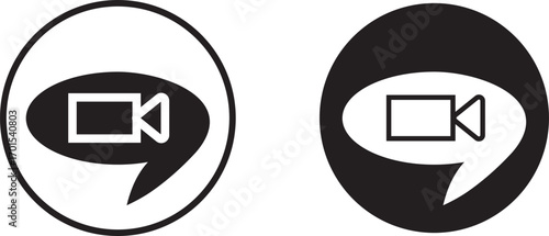 video camera icon for app and website. vector.Play button on video camera icon in generic style