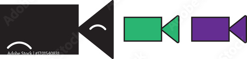video camera icon for app and website. vector.Play button on video camera icon in generic style