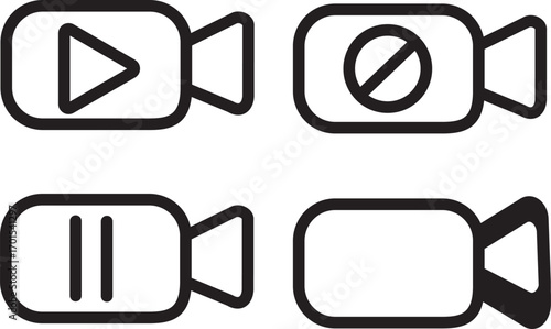 video camera icon for app and website. vector.Play button on video camera icon in generic style