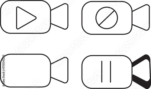 video camera icon for app and website. vector.Play button on video camera icon in generic style