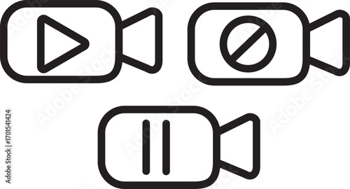 video camera icon for app and website. vector.Play button on video camera icon in generic style