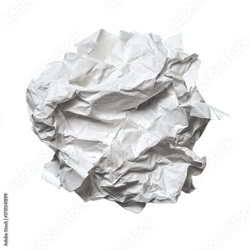 Crumpled white paper ball