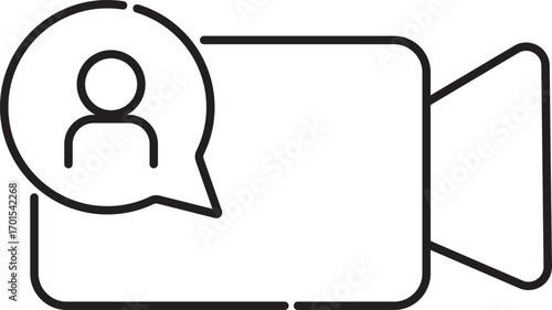video camera icon for app and website. vector.Play button on video camera icon in generic style