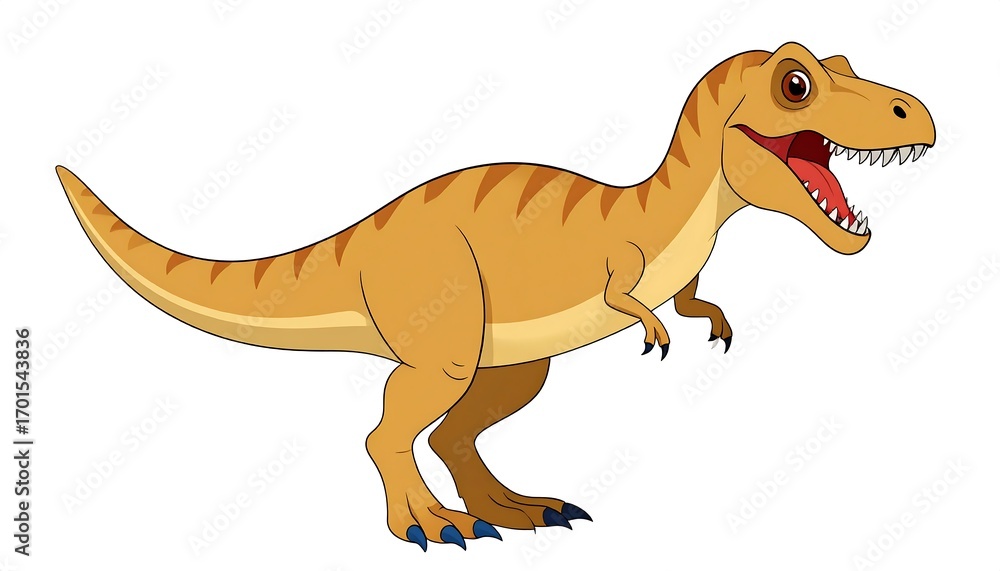 Fototapeta premium A cartoon depiction of a Tyrannosaurus Rex, showcasing its large size and expressive features against a plain white background.