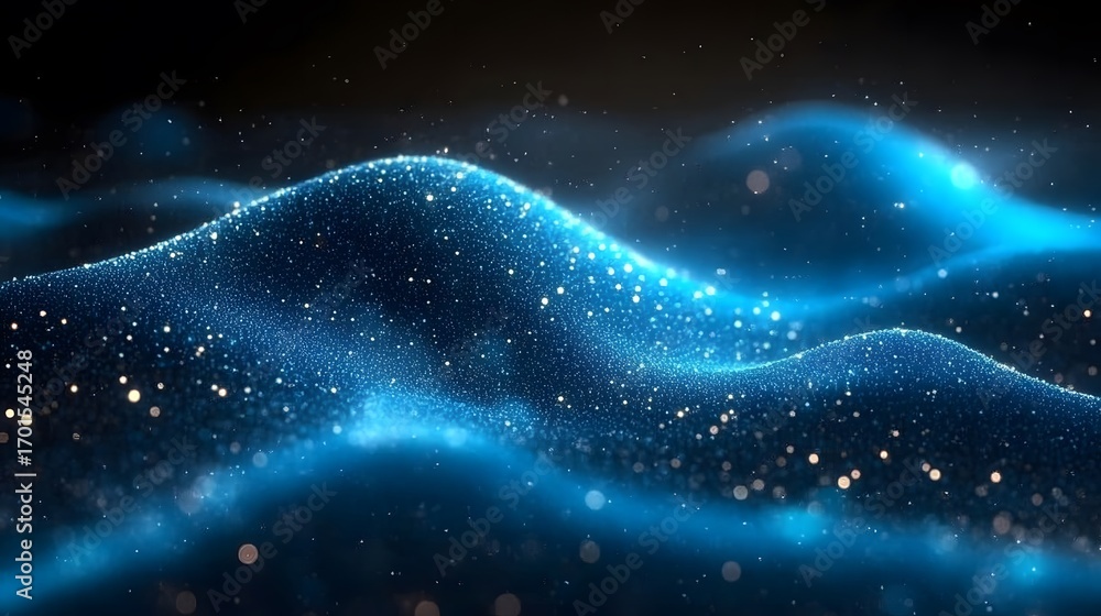 Obraz premium Abstract Digital Wave with Blue Particles Background