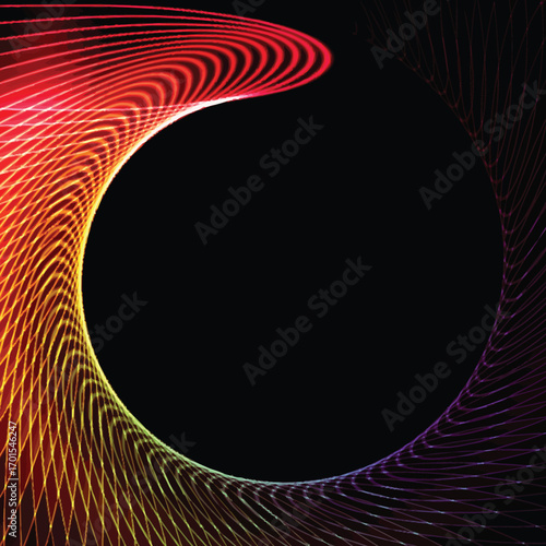Abstract fiery swirls form a cosmic ring with vibrant colors and subtle gradients