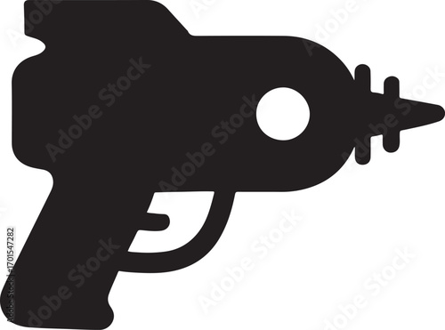 Silhouette of a futuristic laser gun, perfect for sci-fi, gaming, and technology designs.