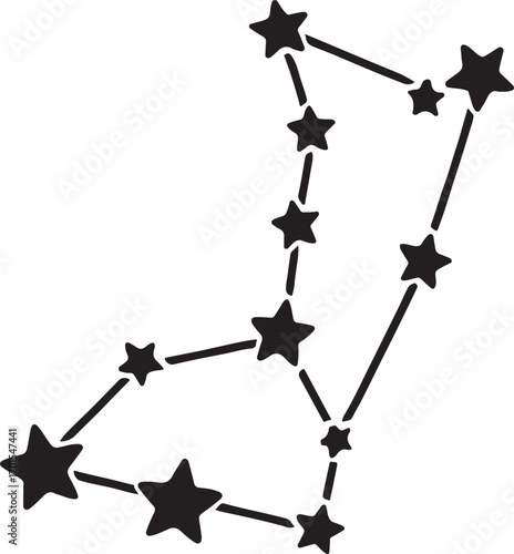 Silhouette of a star constellation, perfect for astronomy, space, and cosmic design projects.