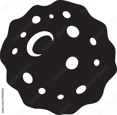 Silhouette of an asteroid in space, perfect for astronomy, science, and cosmic design projects.