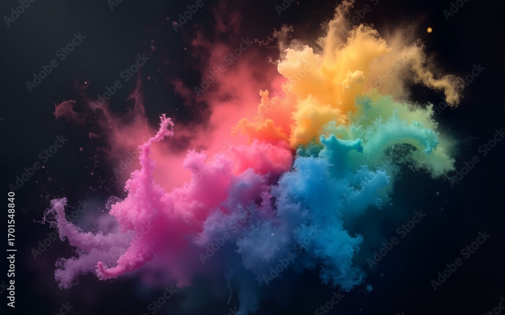 Obraz premium Rainbow Chalk Dust Gradient on Dark Background. High quality
