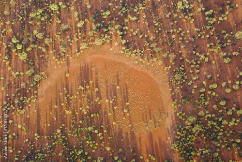 Aerial view of the bushland of the Australian outback, Red Centre, Northern Territory, Australia