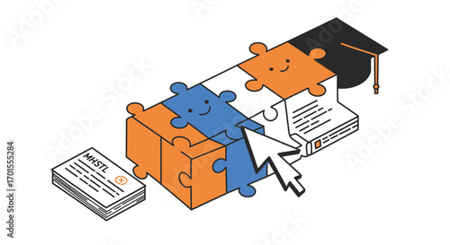 E-commerce Growth Strategy: Whimsical Flat Design for Digital Marketing Data & Network Connections
