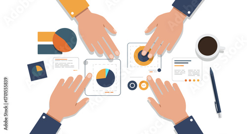 Strategic Digital Ecosystem: Abstract Hands Interconnecting E-commerce Data for Growth Insight