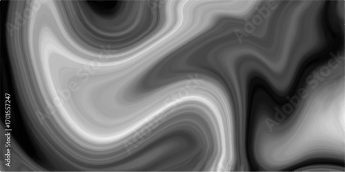 Soft abstract black and white silk waves create a smooth, curved pattern on a flowing textile backdrop. Black and white liquid texture. Monochrome marble pattern. Liquify Swirl blue and white color 