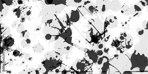 Black and white ink splatter texture with a grunge vector splash. Vector grunge brush strokes texture rough black scratches for wallpaper, paint splatter template. brush stroke decorative grunge. 