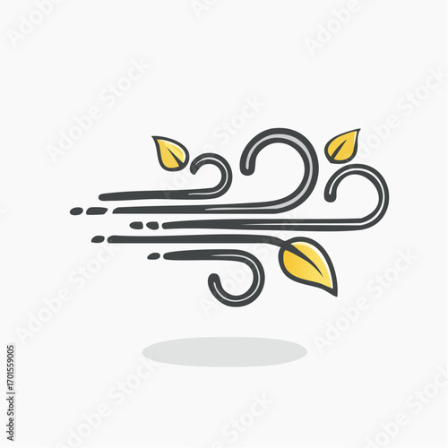 Wind Icon with Leaves A Simple Graphic for Nature, Weather, and Eco-Friendly Concepts