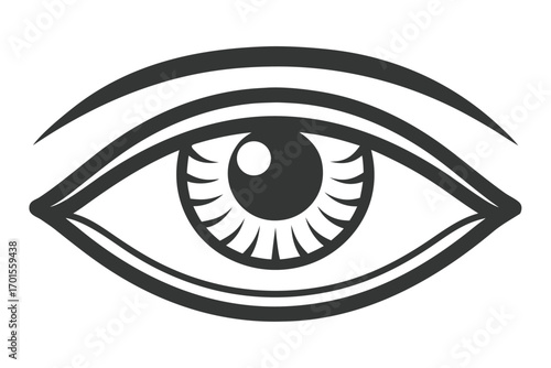 Eye with Lashes, Eyeball and White Background Design