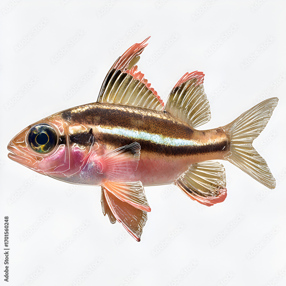 Fototapeta premium Belted Cardinalfish Isolated on Transparent Background