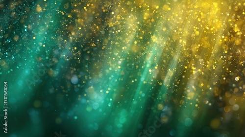 Abstract Luxury Background with Green and Gold Sparkles for Christmas