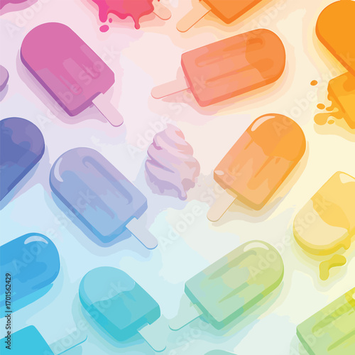 Colorful popsicle illustration with gradient background, summer food dessert concept design, seamless pattern, Stock royalty.