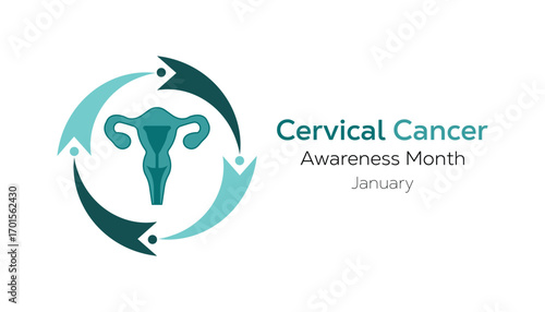 Vector illustration on the theme of Cervical Cancer awareness month observed each year during January. banner, Holiday, poster, card and background design.