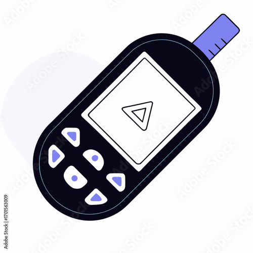 Modern digital device with navigation controls and screen icon