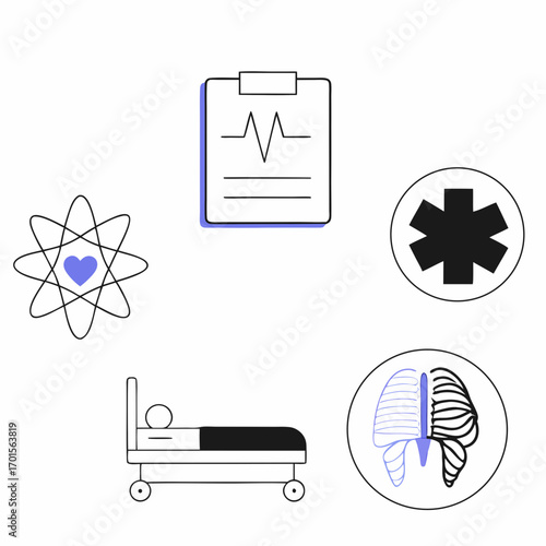 Medical icons representing healthcare science and patient care