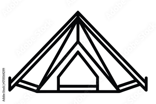 camping tent line art icon