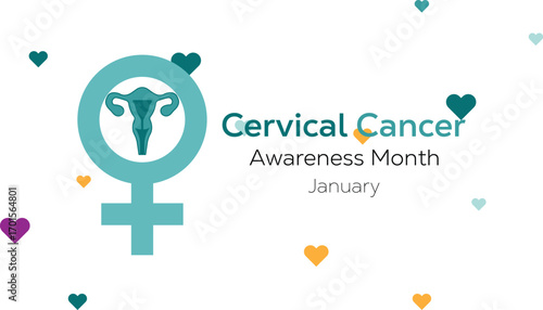 Vector illustration on the theme of Cervical Cancer awareness month observed each year during January. banner, Holiday, poster, card and background design.