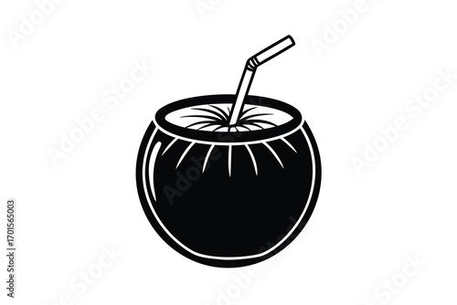 coconut drink line art icon