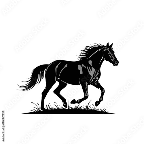 Vector Silhouette of a Magnificent Horse Galloping Freely