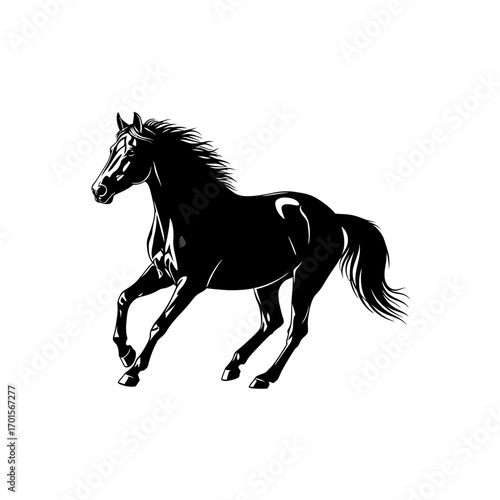 Vector Silhouette of a Magnificent Horse Galloping Freely