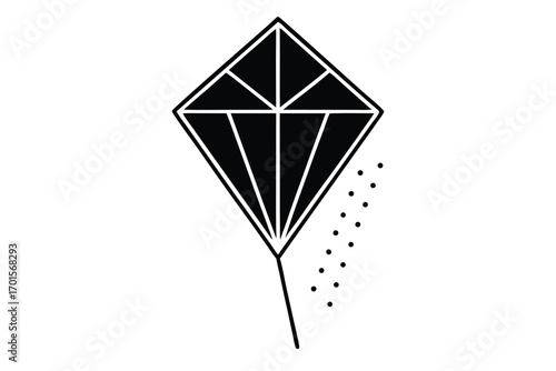 kite flying line art icon