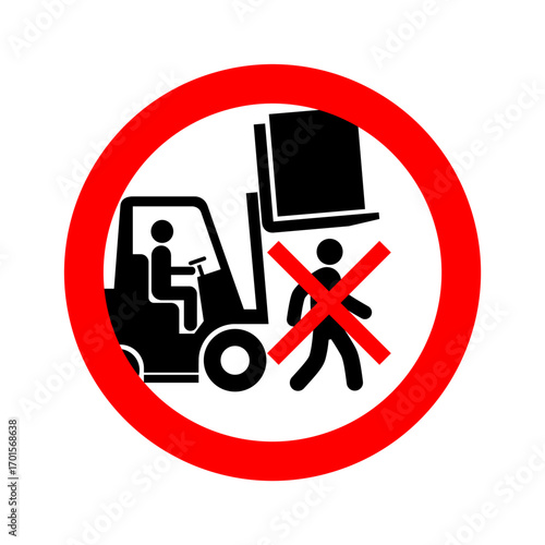 walking under forklift prohibited danger factory safety sign isolated on transparent background vector