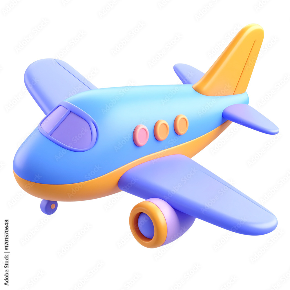 Naklejka premium a close up of a toy airplane with a blue and yellow body