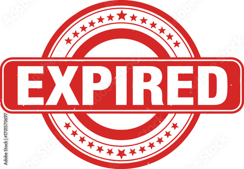 Expired Red Stamp Design with White Text on Transparent Background, Round Shape