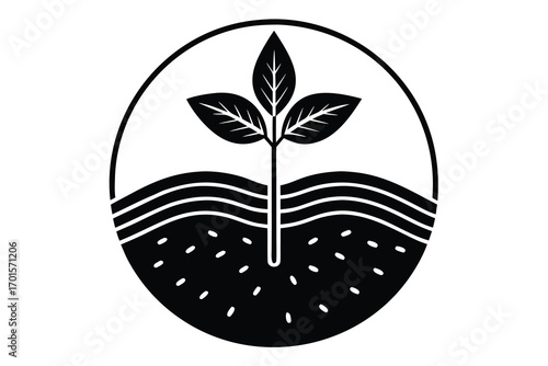 sprouting seed line art icon