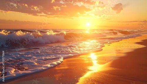 黄金色の夕暮れの海