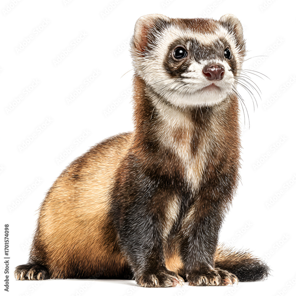 Black Footed Ferret Standing Isolated on Transparent Background Black Footed Ferret Standing Isolated on Transparent Background