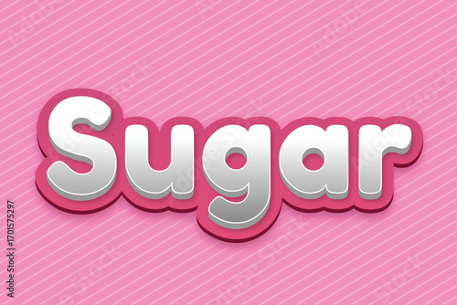 White sugar text on pink striped background word sweet
