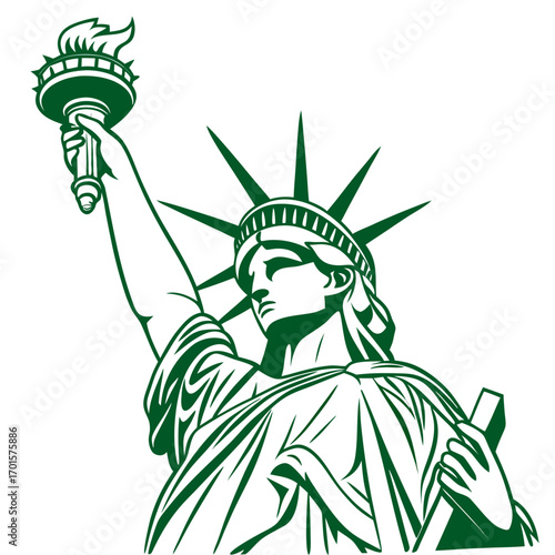 Vector art of statue of liberty vector illustration the iconic monument of new york city, a symbol of freedom and democracy, depicted in a clean, modern design